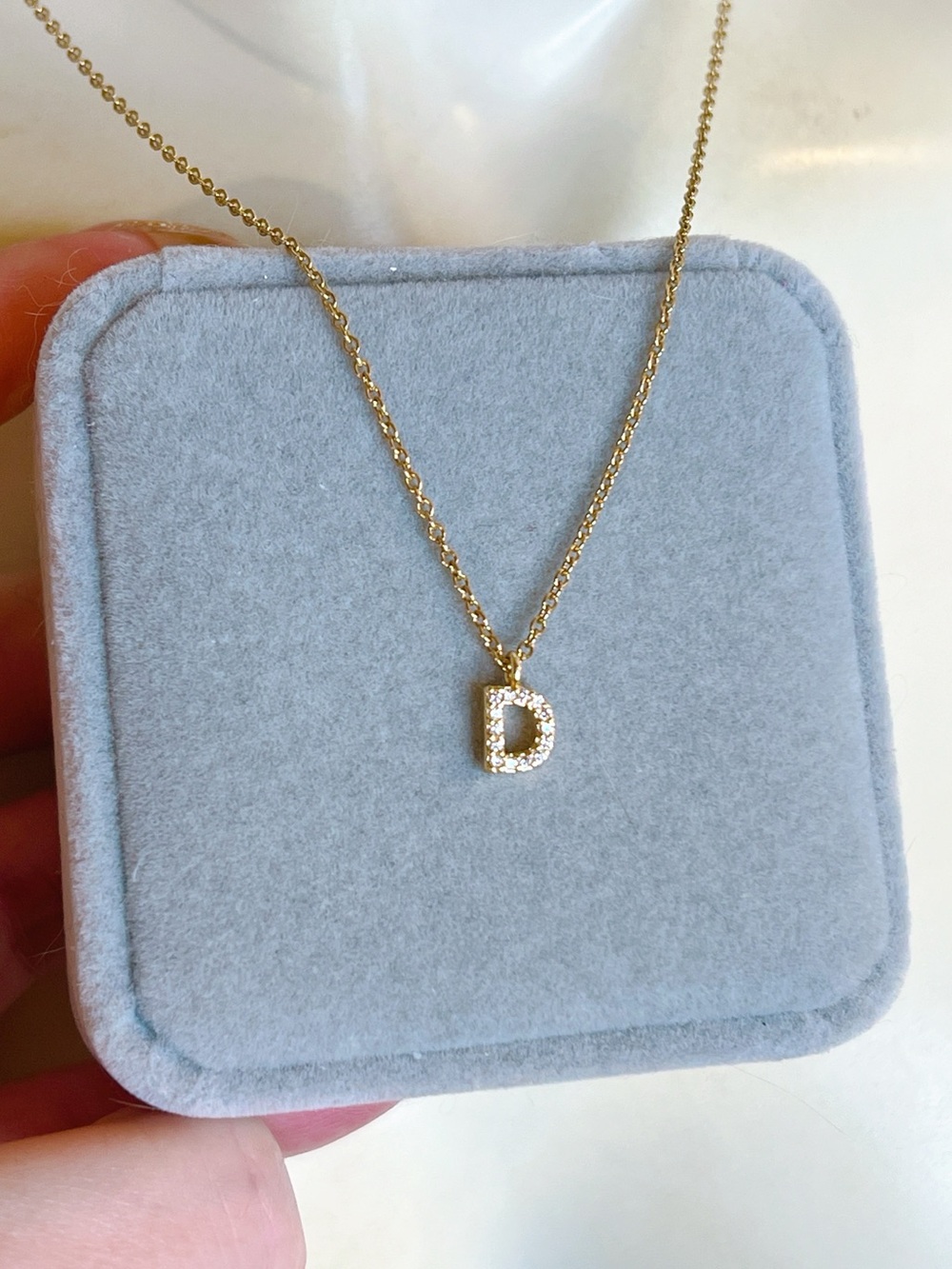 D initial 💎 cz pave small letter 18” to 21” necklace